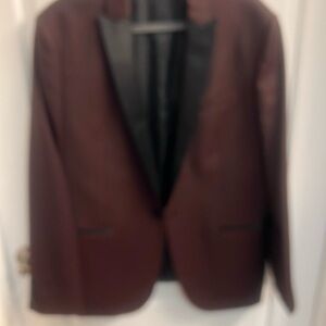 Express Men's Dark Brown Blazer with Black Lapel